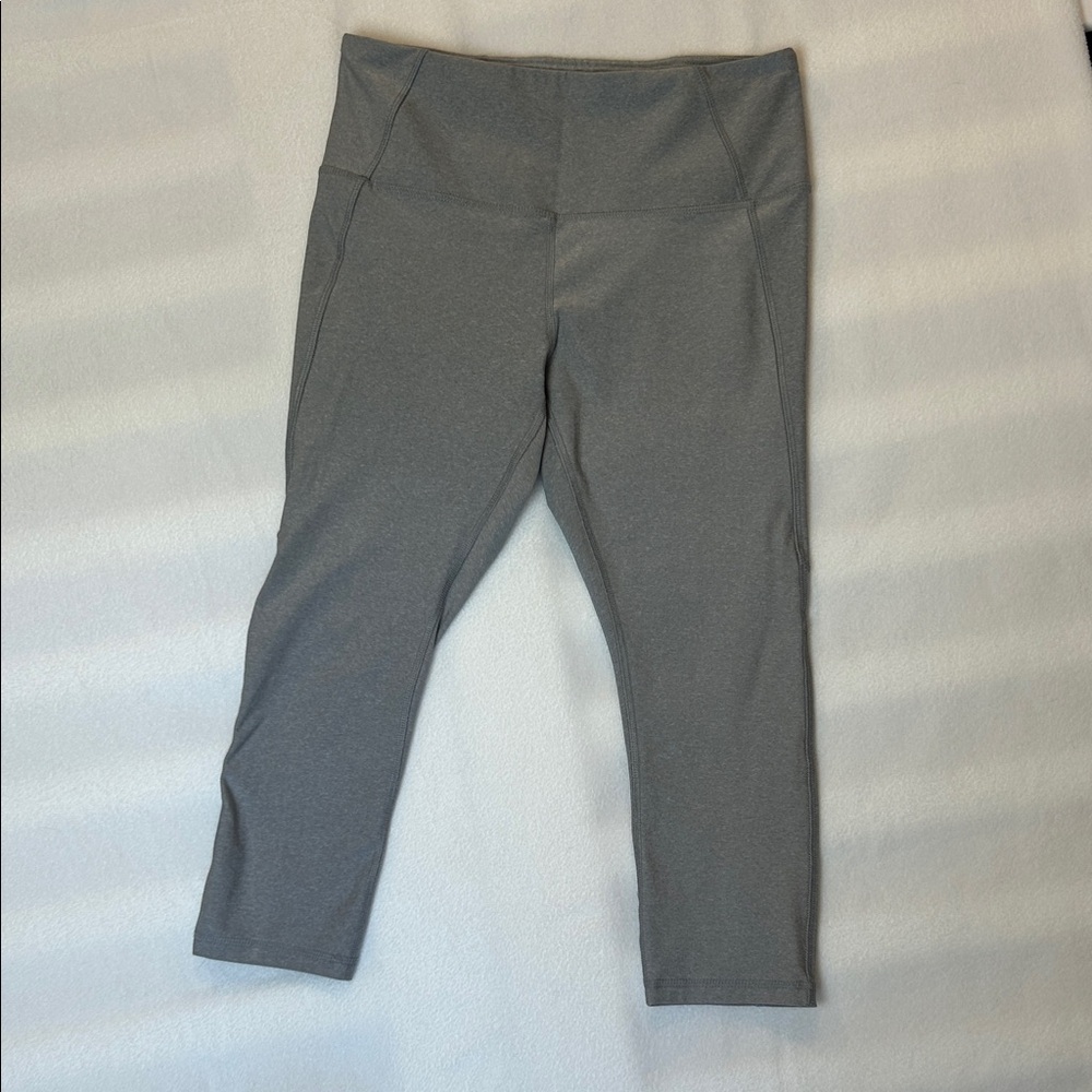 RBX Gray Capri Leggings Women’s Large Cropped High Rise Back Pocket Stretch